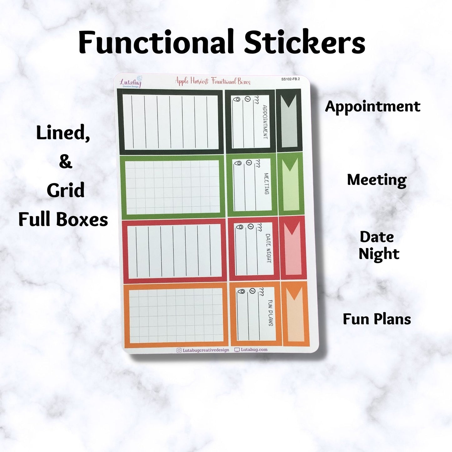 Apple Harvest Classic Functional Planner Box Sticker Sheets