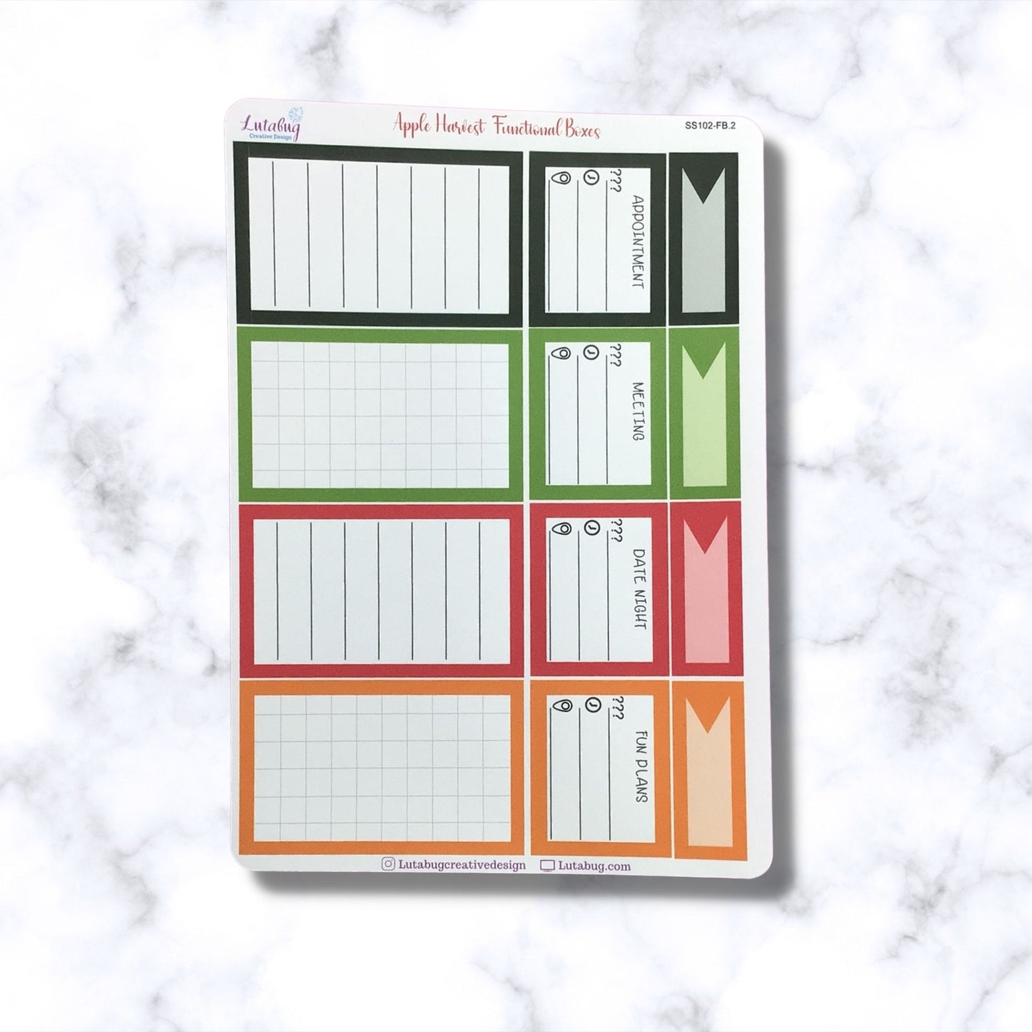 Apple Harvest Classic Functional Planner Box Sticker Sheets