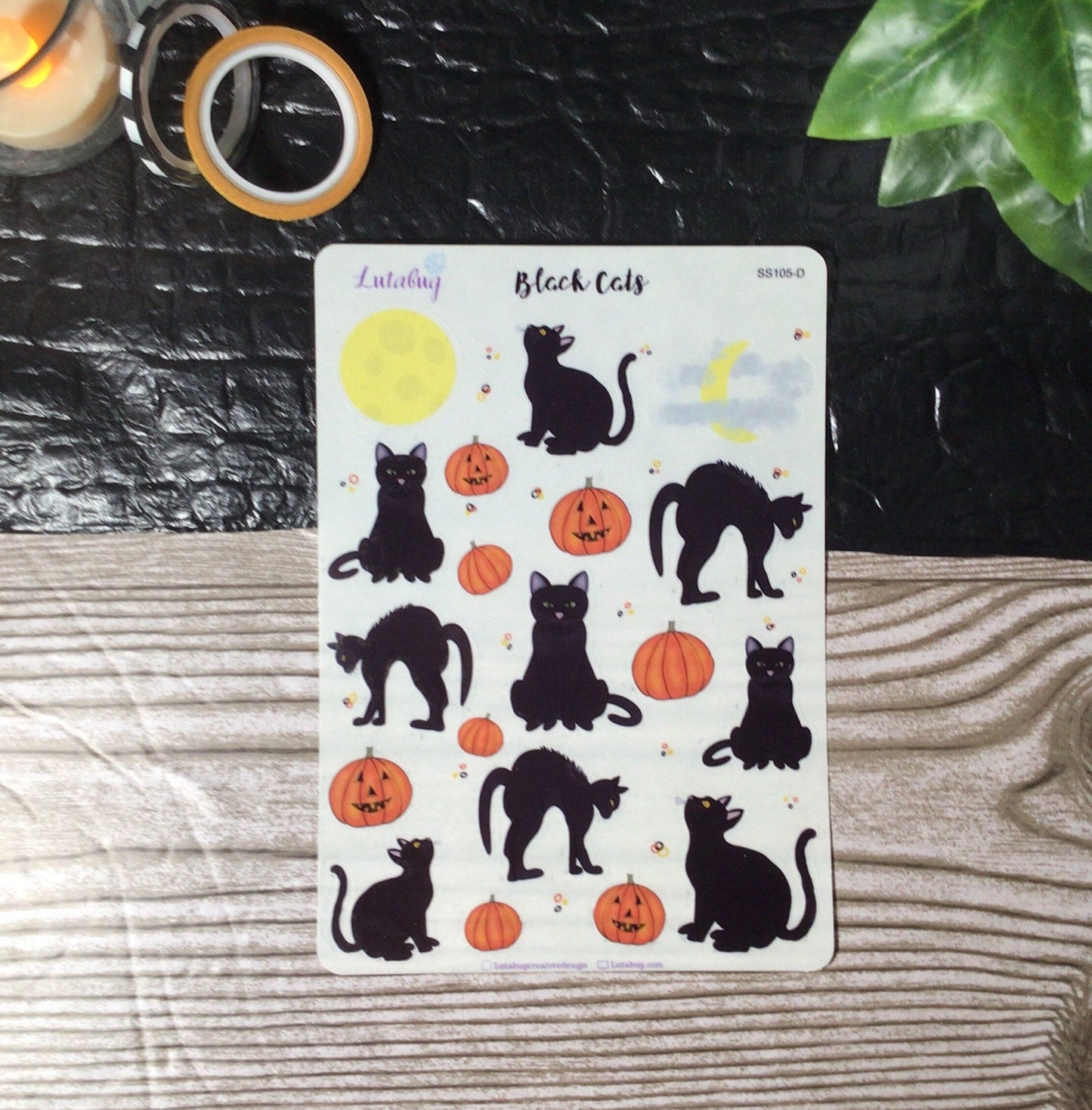 Black Cat Halloween Planner/Journal Deco and Planner Box Sticker Kits