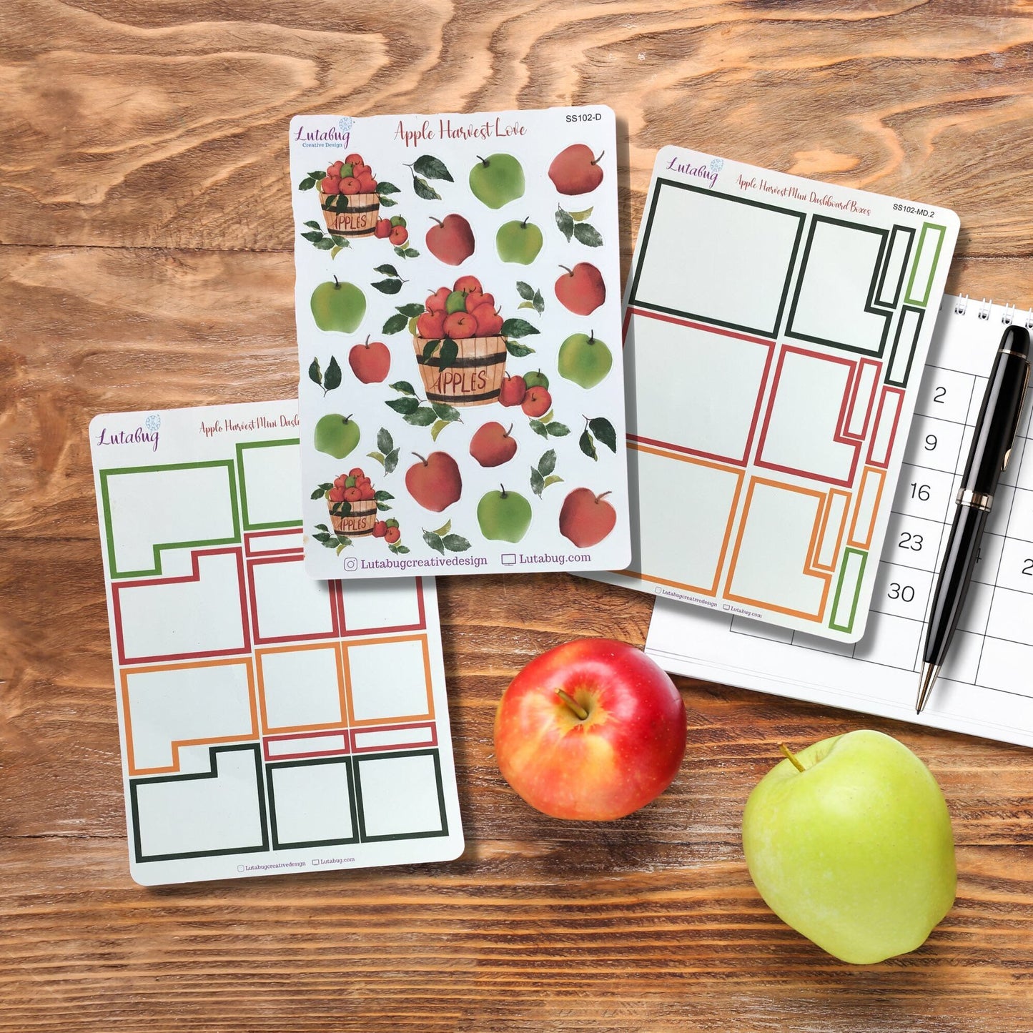 Apple Harvest Mini Dashboard Planner Deco and Box Sticker Kit