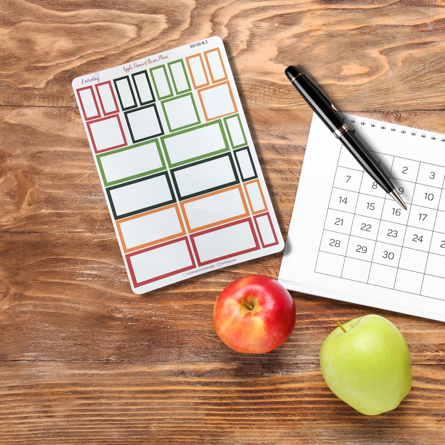 Apple Harvest Mini Vertical Planner Box Stickers