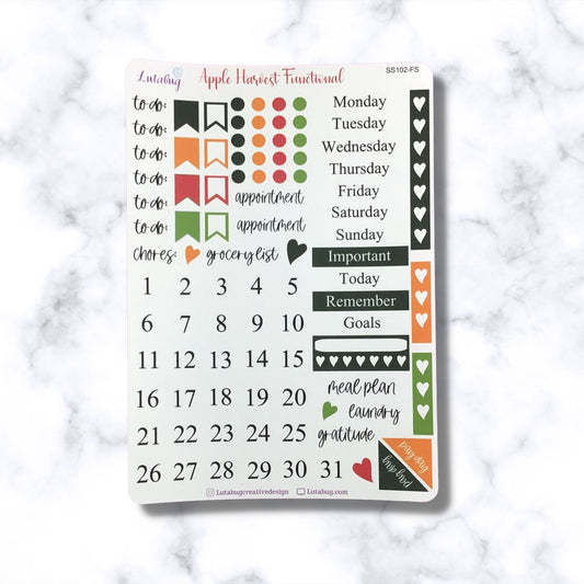 Apple Harvest Weekly Functional Planner Sticker Sheet