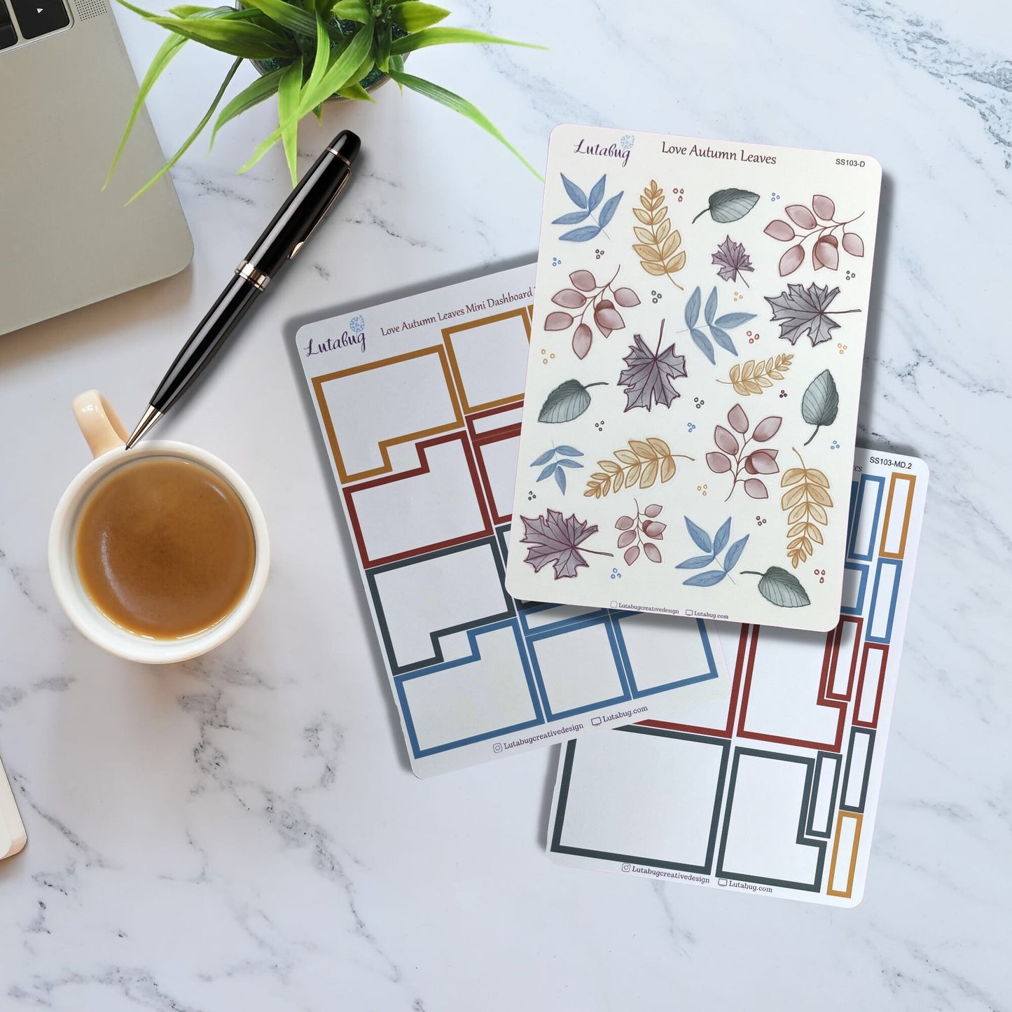 Autumn Leaves Mini Dashboard Planner Stickers,Deco and Box Sticker Kit