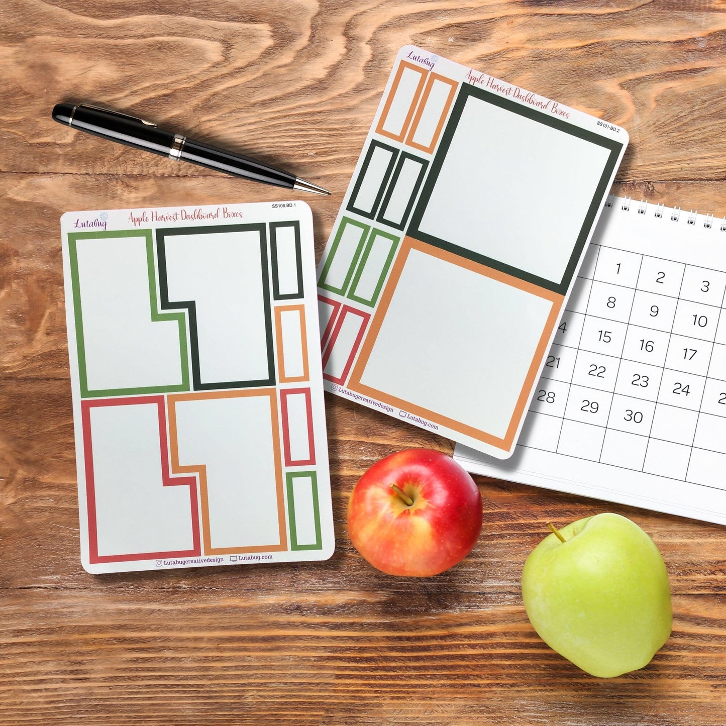 Apple Harvest Dashboard and Mini Dashboard Planner Box Stickers