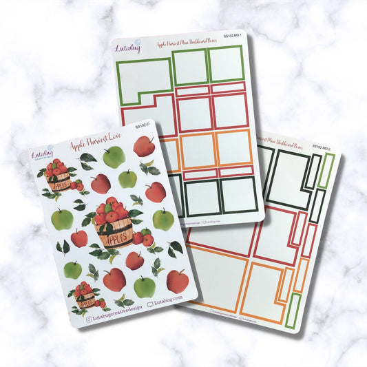 Apple Harvest Mini Dashboard Planner Deco and Box Sticker Kit