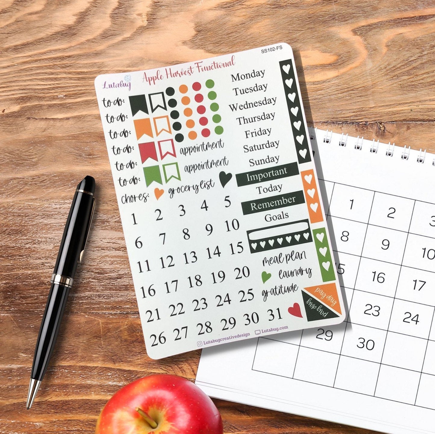 Apple Harvest Weekly Functional Planner Sticker Sheet