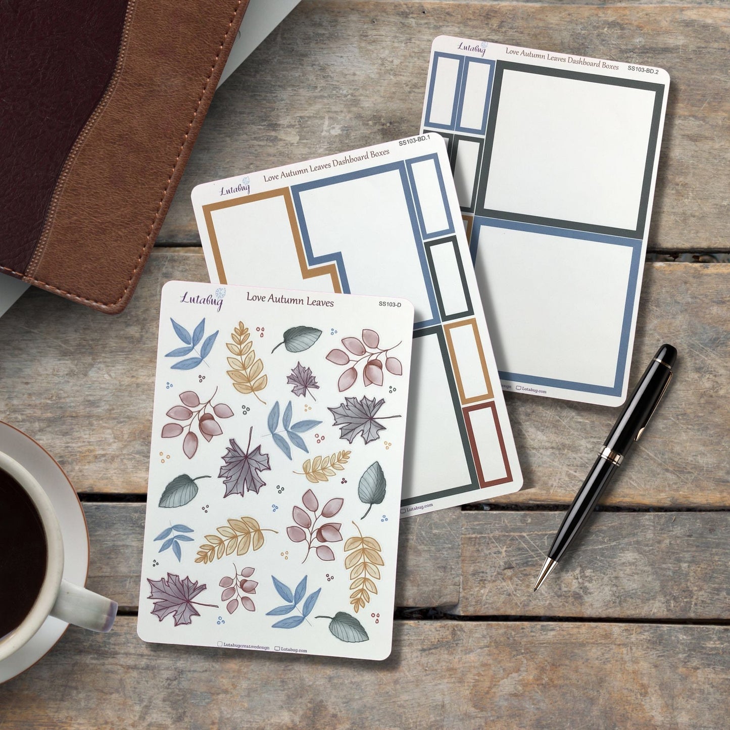 Autumn Leaves Classic Dashboard Planner Deco and Box Sticker Kit